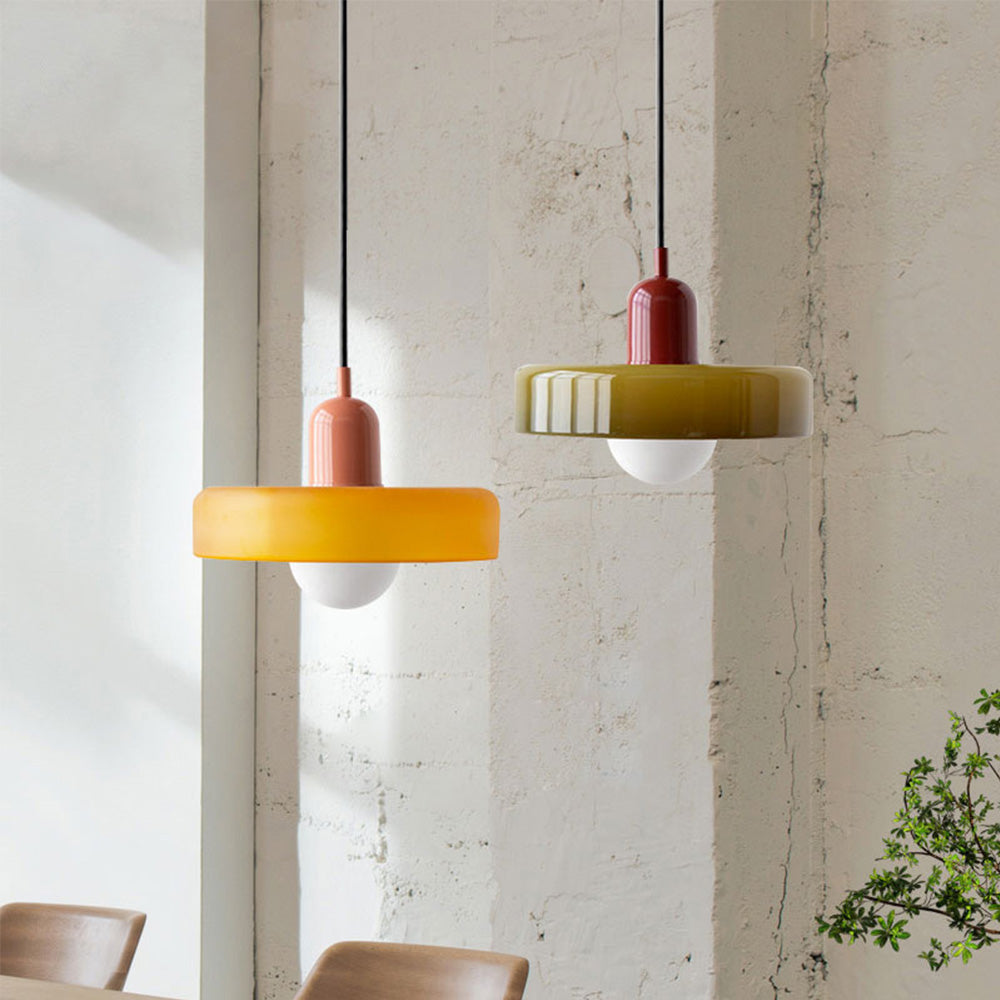 Vibrant Bauhaus-Inspired Glass Pendant Light