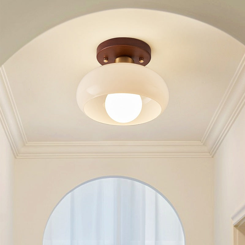 French Bauhaus Cream Ceiling Light